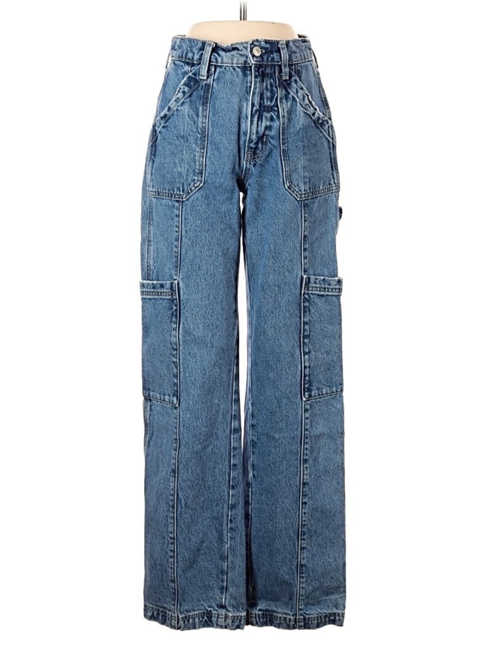 Arizona Jean Company Wide-Leg Cargo Denim Jeans - Blue